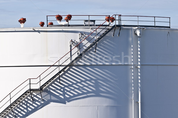 Stock photo: white tanks in tank farm with staircase