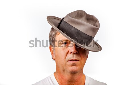 Souriant homme isolé blanche visage yeux [[stock_photo]] © meinzahn