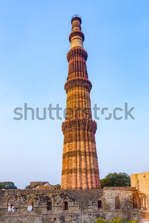 Qutub Minar Tower or Qutb Minar, the tallest brick minaret in th Stock photo © meinzahn
