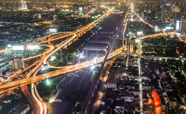 View across Bangkok skyline by night Stock photo © meinzahn