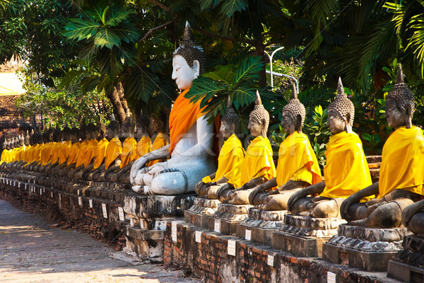 Buddha statues at the temple of Wat Yai Chai Mongkol in Ayutthay Stock photo © meinzahn