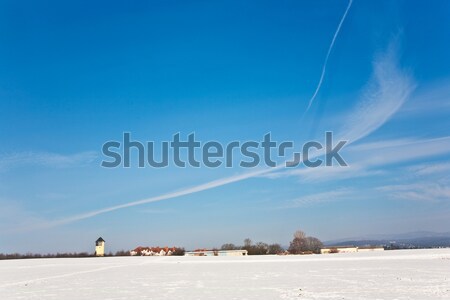 Hermosa paisaje agua torre viviendas invierno Foto stock © meinzahn