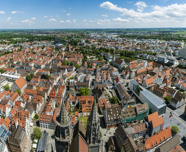 Bird's eye view over Ulm, shot from the tower of the minster Stock photo © meinzahn