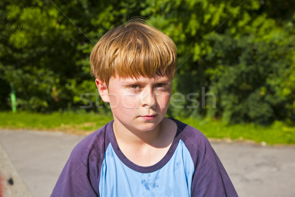 Fiú izzadás arc sport külső szemek Stock fotó © meinzahn