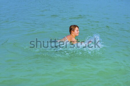 smiling boy enjoys swimming  in the sea Stock photo © meinzahn