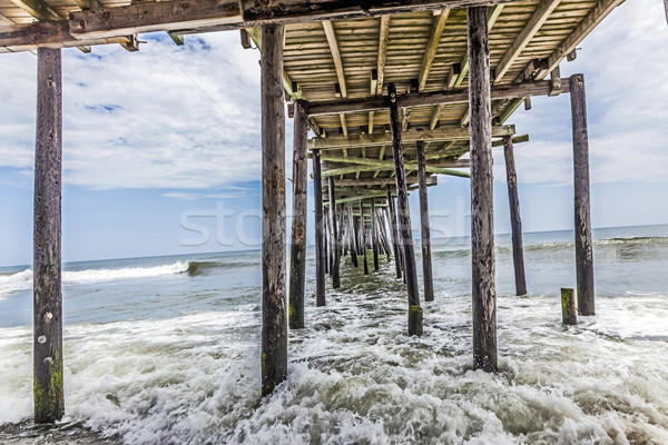 beach with old wooden pier Stock photo © meinzahn