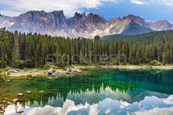 Stock photo: Karersee lake at Dolomites in Latemar