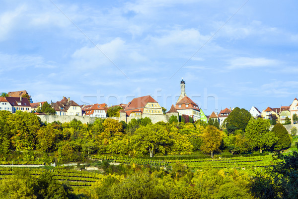 Rothenburg ob der Tauber, old famous city from medieval times seen from the romantic valley of the r Stock photo © meinzahn