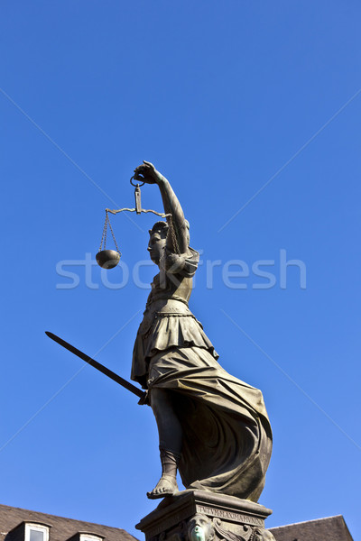 Statue of Lady Justice 'Justitia' in front of the Romer in Frank Stock photo © meinzahn