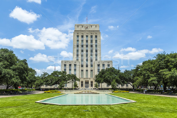 Stad hal fontein vlag Houston hemel Stockfoto © meinzahn