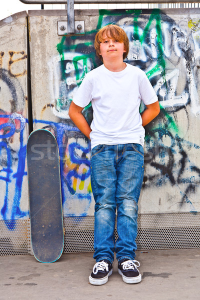 boy resting with skate board at the skate park Stock photo © meinzahn