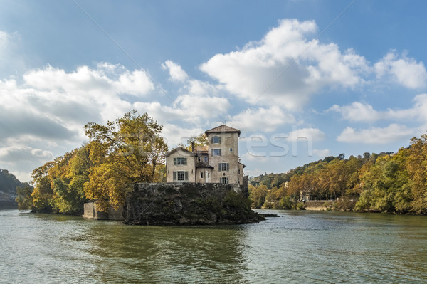island Ile Barbe in the Saone, in the 9th arrondissement of Lyon Stock photo © meinzahn