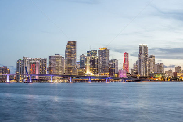 Stock photo: Miami city skyline panorama at dusk  
