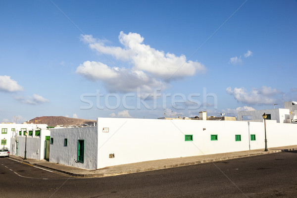 facade uf mediterranean house with closed shutterblinds Stock photo © meinzahn
