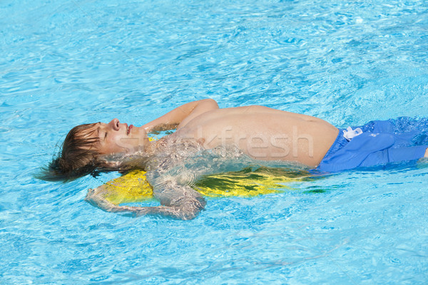 Stok fotoğraf: Erkek · yüzme · havuzu · sevimli · su · yüz · mutlu