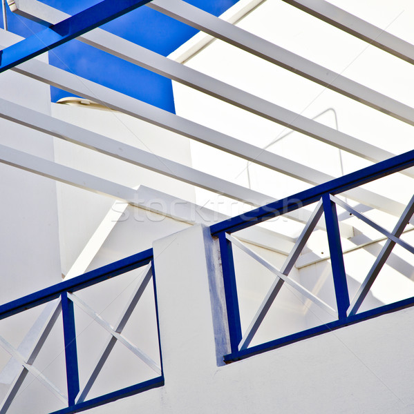 Balkon Błękitne niebo budynku budowy domu okno Zdjęcia stock © meinzahn
