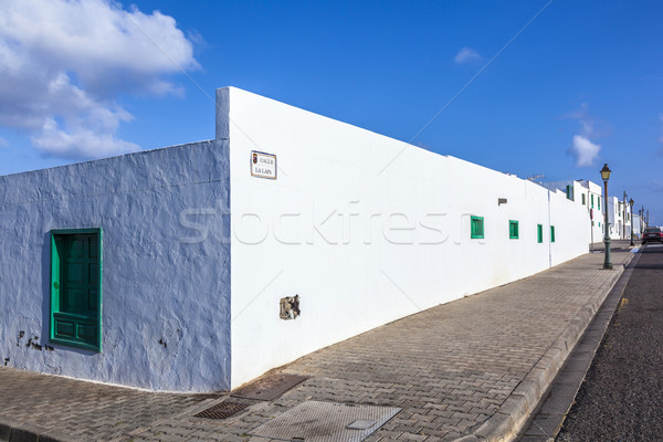 facade uf mediterranean house with closed shutterblinds Stock photo © meinzahn