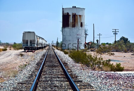 Stockfoto: Spoorweg · route · dorp · Open · hemel · huis