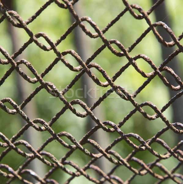 Detail of an old rusting chain fence  Stock photo © meinzahn