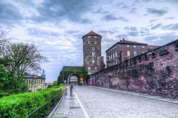 Medieval architecture of Sandomierska Tower and Wawel Castle wal Stock photo © meinzahn