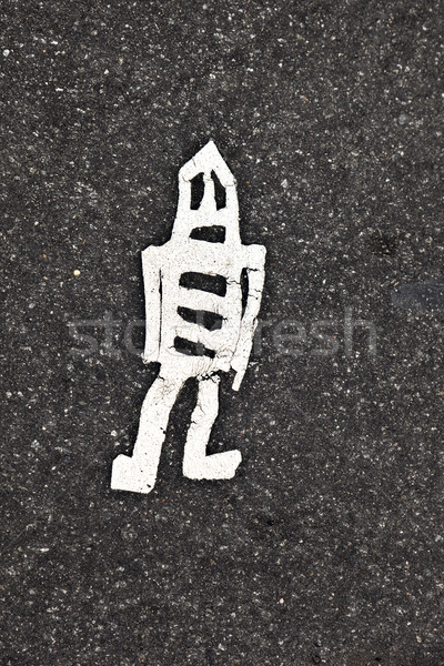 Stock fotó: Szimbólum · férfi · festett · aszfalt · olvadt · utca