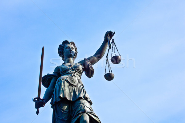 Statue of Lady Justice in front of the Romer in Frankfurt - Germ Stock photo © meinzahn