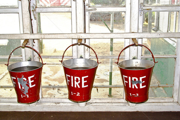 bucket with sand  for fire fighting Stock photo © meinzahn