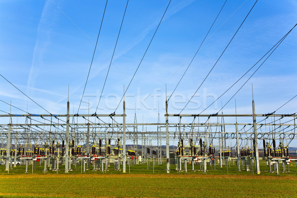 Elektomos elektromos erőmű égbolt gyönyörű tájkép építkezés Stock fotó © meinzahn