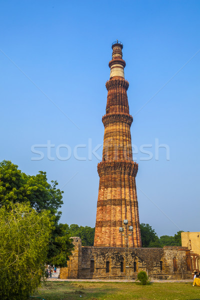 Stock fotó: Torony · tégla · minaret · világ · Delhi · India