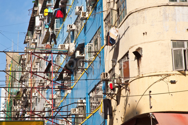 old skyscrapers with cloths hanging outside to dry Stock photo © meinzahn