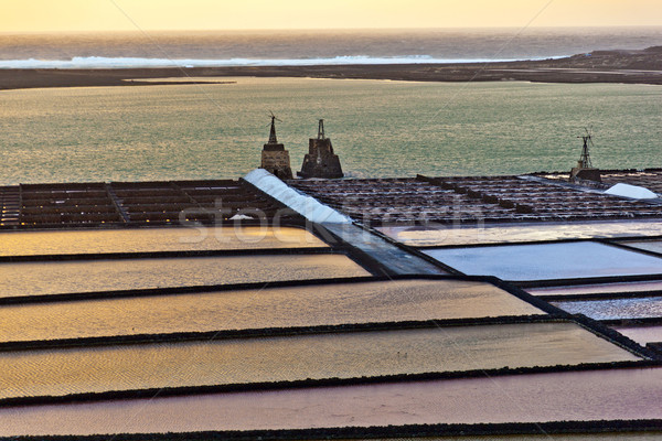 Stockfoto: Oude · zonsondergang · landschap · witte · patroon · Europa