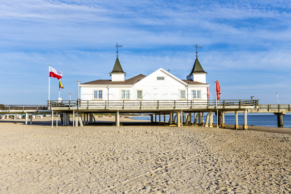 Pier and Beach of Ahlbeck at baltic Sea on Usedom Island Stock photo © meinzahn