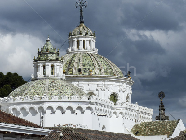 Stock foto: Kolonialen · Kathedrale · Ecuador · blauer · Himmel · Kreuz · Kunst