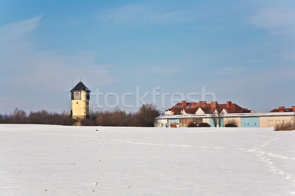 landscape in winter with water tower Stock photo © meinzahn