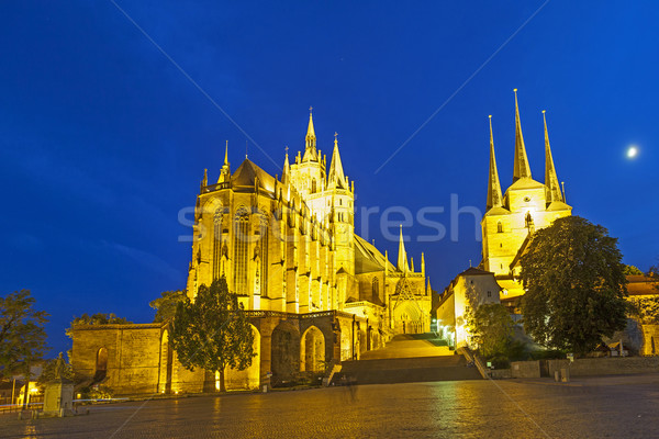 Erfurt Cathedral in the evening Stock photo © meinzahn