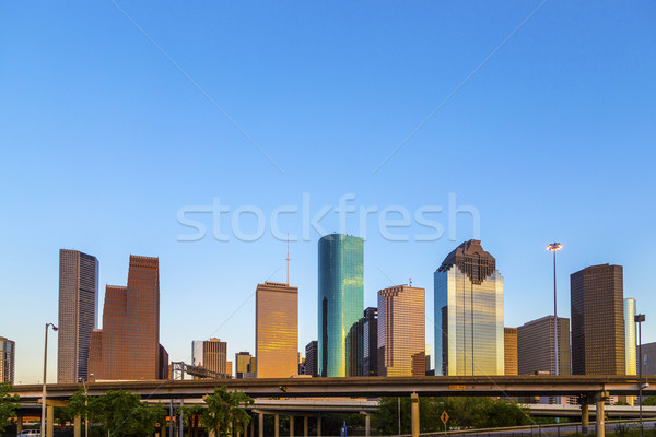 Ver centro da cidade Houston tarde tarde arranha-céu Foto stock © meinzahn