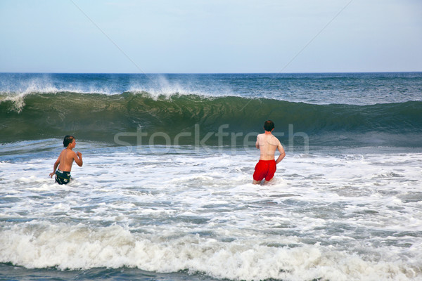 Puce garçon plage amusement vagues enfants [[stock_photo]] © meinzahn