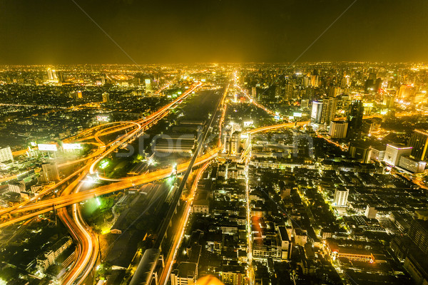 View across Bangkok skyline by night Stock photo © meinzahn