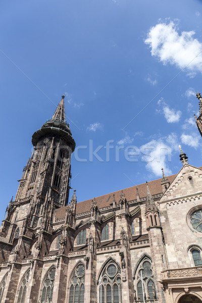 Main tower of world famous Freiburg Muenster cathedral, a mediev Stock photo © meinzahn