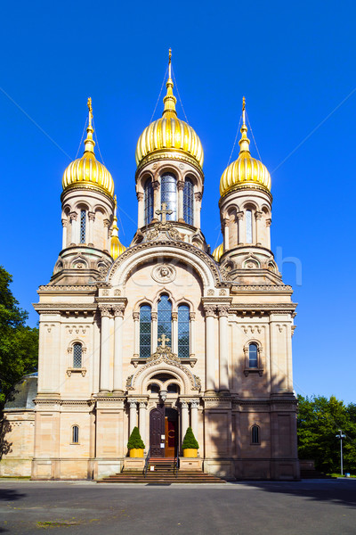Rus ortodox capela Germania cer casă Imagine de stoc © meinzahn