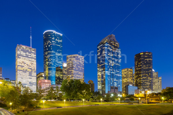 [[stock_photo]]: Vue · centre-ville · Houston · nuit · gratte-ciel · ville