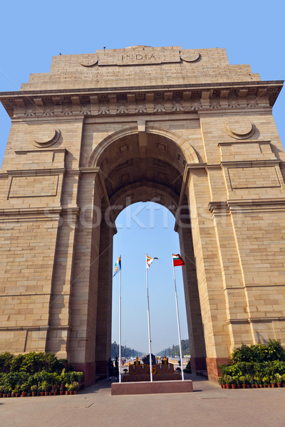 Beroemd Indië poort Delhi stad oorlog Stockfoto © meinzahn