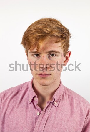 portrait of attractive laughing smiling boy isolated on white Stock photo © meinzahn