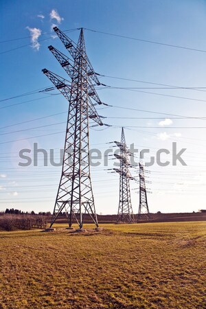 Foto stock: Elétrico · usina · belo · colorido · prado · torre