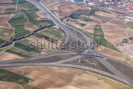 aerial of small village with fields at river rhine Stock photo © meinzahn