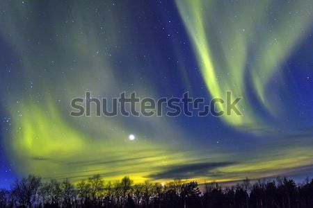 Kuzey ışıklar şafak dans doğa manzara Stok fotoğraf © meinzahn