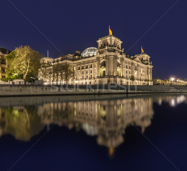  The german Reichstag by night with reflection in river spree  Stock photo © meinzahn