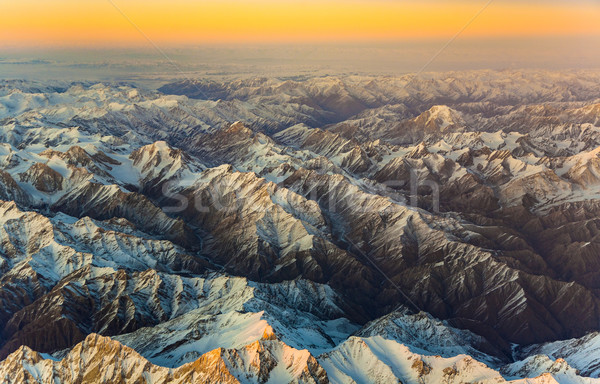 aerial of the mountains in Tashkent, china and Kirgistan, covere Stock photo © meinzahn