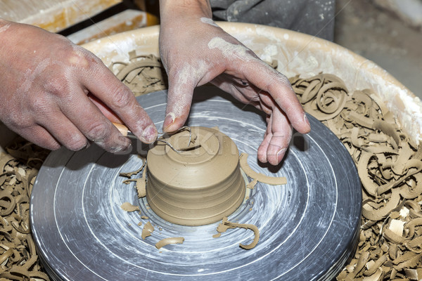 手 工作的 陶器 輪 女子 商業照片 © meinzahn