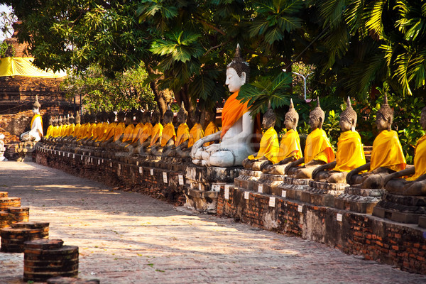 Buddha statues at the temple of Wat Yai Chai Mongkol  Stock photo © meinzahn